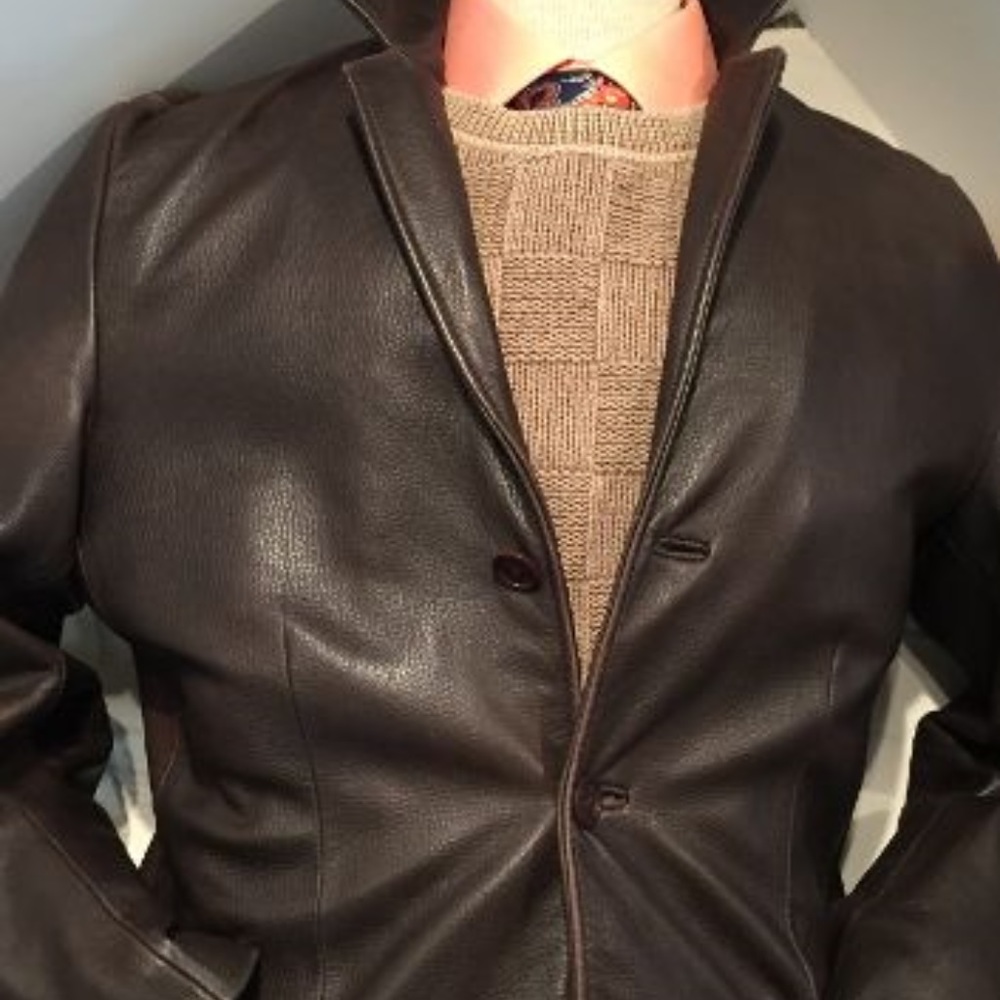 Nicole Miller Dark Brown Leather Sport-Coat